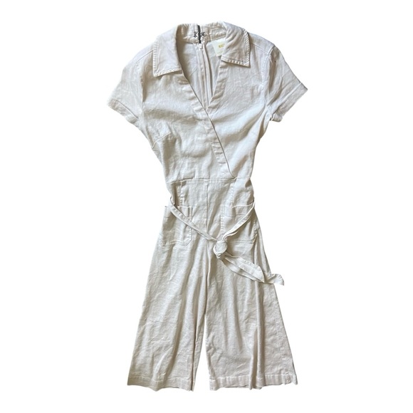 Anthropologie Maeve The Colette Wide Leg Jumpsuit Linen Edition Cream Sz 00 - Picture 3 of 7